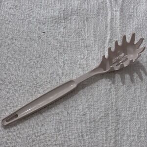 Ekco Slotted Pasta Spoon Vintage Dishwasher Safe USA Almond Serving Utensil Food